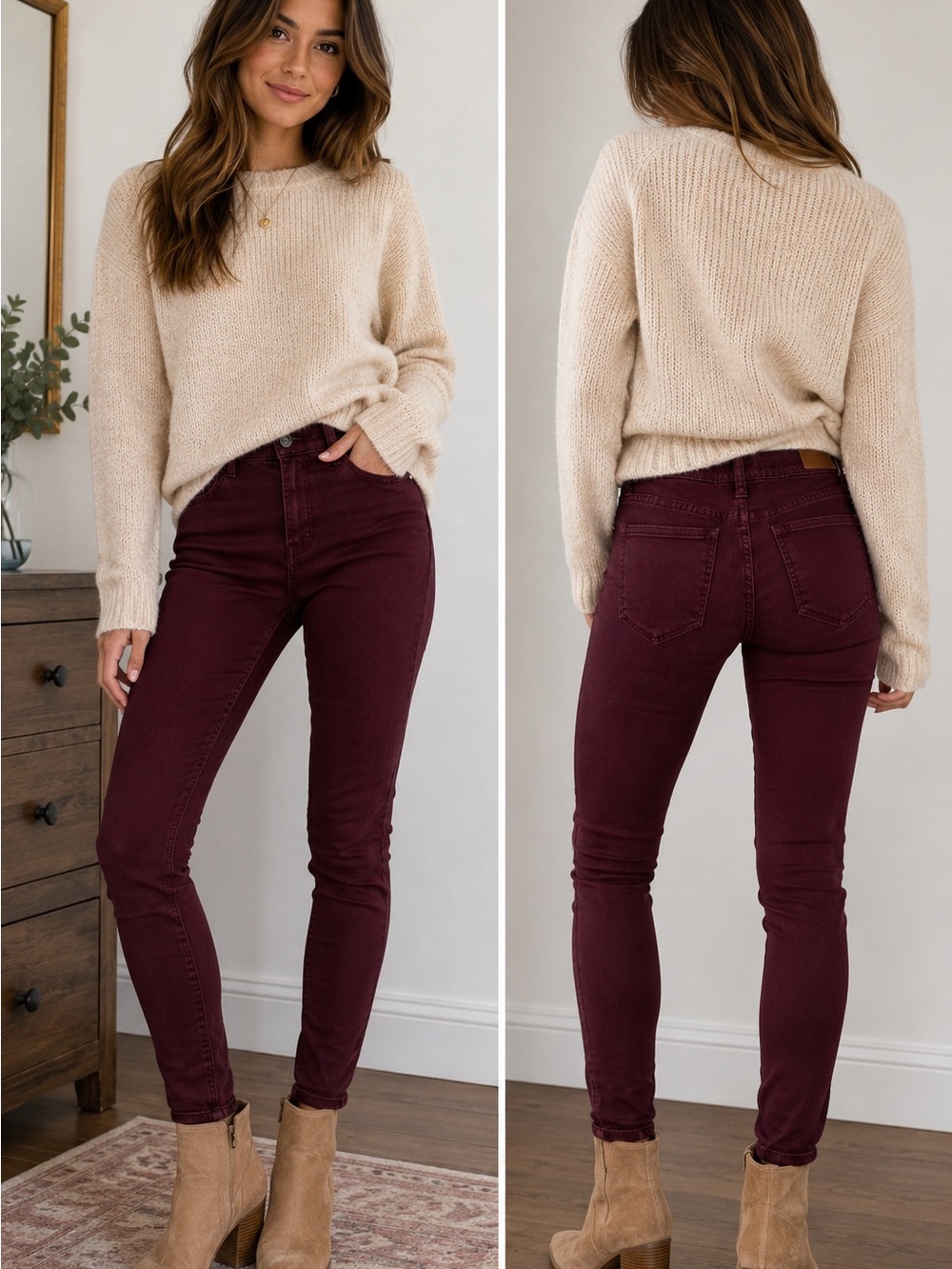 Madewell Skinny  Jeans Burgundy Oxblood Size 24